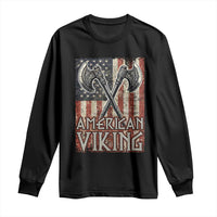 American Viking Long Sleeve Shirt American Flag Axe Norse Mythology