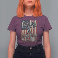 American Viking T Shirt For Women American Flag Axe Norse Mythology