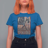 American Viking T Shirt For Women American Flag Axe Norse Mythology
