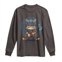 Nordic Norse Viking Cat Warrior Long Sleeve Shirt