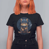 Nordic Norse Viking Cat Warrior T Shirt For Women