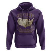 The Cicada Reunion U.S Tour 2024 Hoodie States Of Cicada Double Brood XIII & XIX American Map - Wonder Print Shop