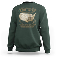 The Cicada Reunion U.S Tour 2024 Sweatshirt States Of Cicada Double Brood XIII & XIX American Map - Wonder Print Shop