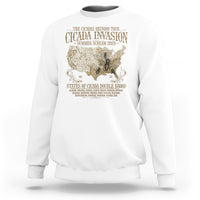 The Cicada Reunion U.S Tour 2024 Sweatshirt States Of Cicada Double Brood XIII & XIX American Map - Wonder Print Shop