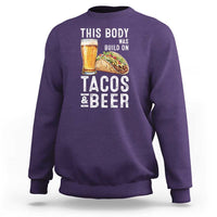 Funny Beer Lover Sweatshirt This Body Was Built On Tacos and Beer - Wonder Print Shop
