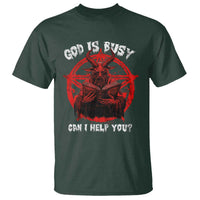 Satan T Shirt God Is Busy Can I Help You Baphomet Satanic Goat - Wonder Print Shop
