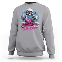 Horror Zombie Sweatshirt Braineater Eat Brain Scary Creepy Halloween - Wonder Print Shop