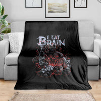 Horror Halloween Throw Blanket Braineater Eat Brain Scary Satan Demon - Wonder Print Shop