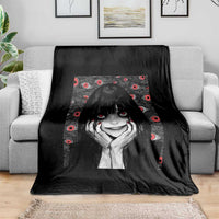 Horror Anime Girl Manga Creepy Halloween Throw Blanket - Wonder Print Shop