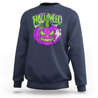 Funny Halloween Sweatshirt Halloweed Pumpkin Weed Cannabis Smoking - Wonder Print Shop