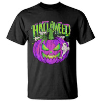 Funny Halloween T Shirt Halloweed Pumpkin Weed Cannabis Smoking - Wonder Print Shop