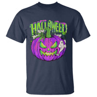Funny Halloween T Shirt Halloweed Pumpkin Weed Cannabis Smoking - Wonder Print Shop