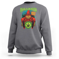Funny Halloween Sweatshirt Happy Halloweed Pumpkin Witch Weed Cannabis Smoking - Wonder Print Shop