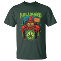 Funny Halloween T Shirt Happy Halloweed Pumpkin Witch Weed Cannabis Smoking - Wonder Print Shop