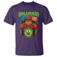 Funny Halloween T Shirt Happy Halloweed Pumpkin Witch Weed Cannabis Smoking - Wonder Print Shop