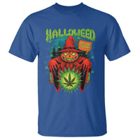 Funny Halloween T Shirt Happy Halloweed Pumpkin Witch Weed Cannabis Smoking - Wonder Print Shop
