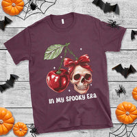 Halloween Coquette T Shirt In My Spooky Era Skull Cherry - Wonder Print Shop