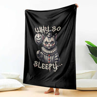 Halloween Cat Clown Throw Blanket Why So Sleepy Creepy - Wonder Print Shop