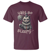 Halloween Cat Clown T Shirt Why So Sleepy Creepy - Wonder Print Shop