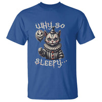Halloween Cat Clown T Shirt Why So Sleepy Creepy - Wonder Print Shop