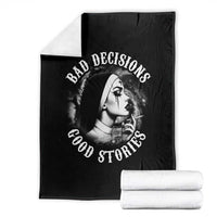 Unholy Nun Throw Blanket Bad Decisions Good Stories Dirty Nun Smoking - Wonder Print Shop