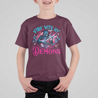 Halloween Rock N Roll T Shirt For Kid Vibing With My Demons - Wonder Print Shop