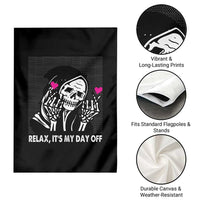 Funny Grim Reaper Garden Flag Relax It's My Day Off Halloween - Wonder Print Shop