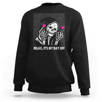 Funny Grim Reaper Sweatshirt Relax It's My Day Off Halloween - Wonder Print Shop