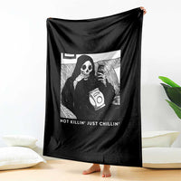 Funny Grim Reaper Throw Blanket Not Killing Just Chilling Halloween - Wonder Print Shop