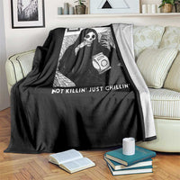 Funny Grim Reaper Throw Blanket Not Killing Just Chilling Halloween - Wonder Print Shop