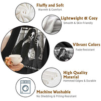 Funny Grim Reaper Throw Blanket Not Killing Just Chilling Halloween - Wonder Print Shop