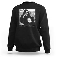 Funny Grim Reaper Sweatshirt Not Killing Just Chilling Halloween - Wonder Print Shop