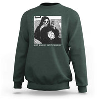 Funny Grim Reaper Sweatshirt Not Killing Just Chilling Halloween - Wonder Print Shop