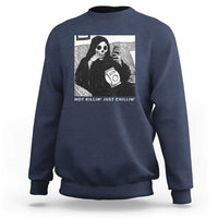 Funny Grim Reaper Sweatshirt Not Killing Just Chilling Halloween - Wonder Print Shop