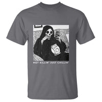 Funny Grim Reaper T Shirt Not Killing Just Chilling Halloween - Wonder Print Shop