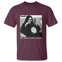 Funny Grim Reaper T Shirt Not Killing Just Chilling Halloween - Wonder Print Shop