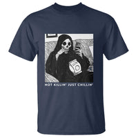 Funny Grim Reaper T Shirt Not Killing Just Chilling Halloween - Wonder Print Shop