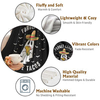 Mexico Halloween Throw Blanket Forget Candy Give Me Tacos Cute Mexican Ghost - Wonder Print Shop