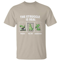 The Struggle Is Real Dinosaur Fitness Gymer Weight Pull Up Handstand T Shirt - Wonder Print Shop