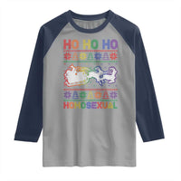 Funny Christmas LGBT Raglan Shirt Ho Ho Ho Homosexual