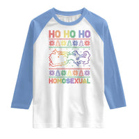 Funny Christmas LGBT Raglan Shirt Ho Ho Ho Homosexual