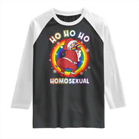 Funny Christmas LGBT Raglan Shirt Santa Ho Ho Ho Homosexual