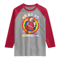 Funny Christmas LGBT Raglan Shirt Santa Ho Ho Ho Homosexual