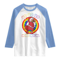Funny Christmas LGBT Raglan Shirt Santa Ho Ho Ho Homosexual