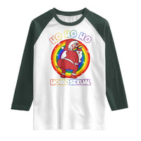 Funny Christmas LGBT Raglan Shirt Santa Ho Ho Ho Homosexual