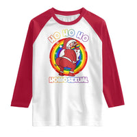 Funny Christmas LGBT Raglan Shirt Santa Ho Ho Ho Homosexual