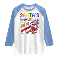 Funny Christmas LGBT Raglan Shirt Santas Favorite Ho Rainbow
