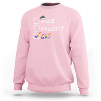 Funny Christmas LGBT Sweatshirt Naughty Nice Gay - Wonder Print Shop