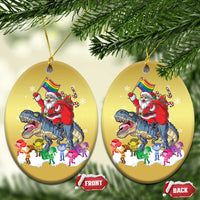 Funny Xmas LGBT Christmas Ornament Rainbow Flag Santa Riding Dinosaur - Wonder Print Shop