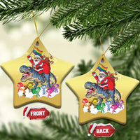 Funny Xmas LGBT Christmas Ornament Rainbow Flag Santa Riding Dinosaur - Wonder Print Shop